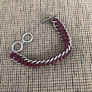 Elegant Burgundy and Silver Women's Bracelet